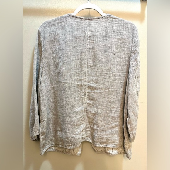 Eileen Fisher Gray Linen Heathered Open-Front Jacket Blazer Size XL - Picture 5 of 5